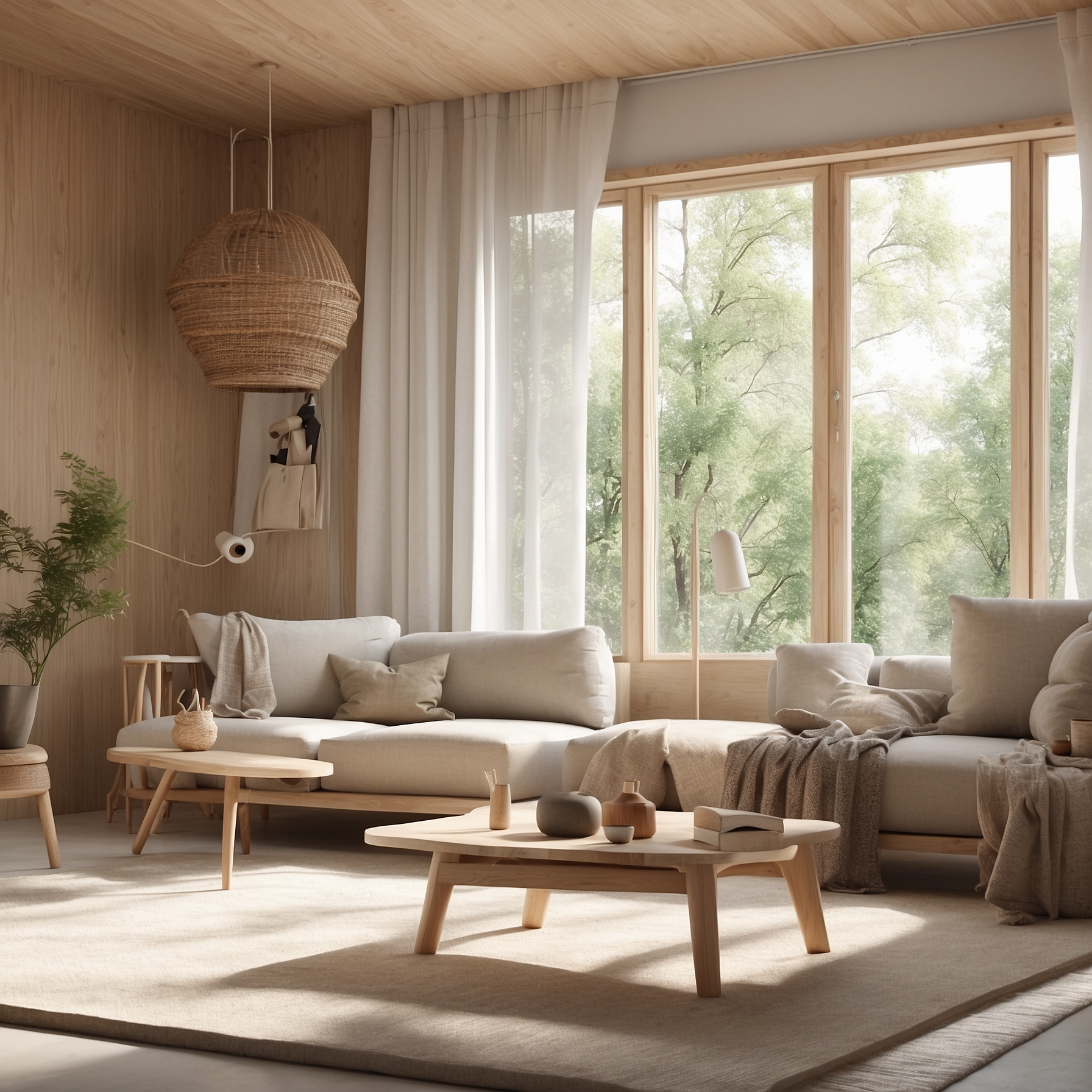 Natural scandinavian stijl woonkamer